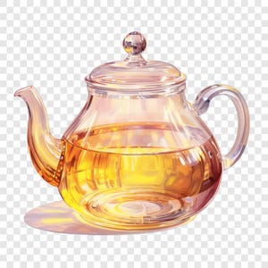 9 PNG Glas Teekanne Clipart, Tee-Party Bilder, Aquarell Clip Art, Sofort Download, kommerzielle Nutzung, Papiermodell