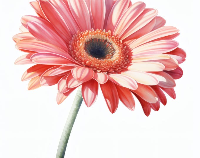 Gerbera Clipart, Pink Daisy Flower Images, 10 Watercolor Clip Art, Printable JPGs, Instant Download, Commercial Use, Paper craft