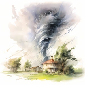 Tornado Clipart, Hurricane, Storms Images, 10 Watercolor Clip Art, Printable JPGs, Instant Download, Commercial Use, Paper craft