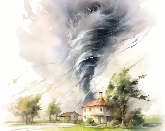 Tornado Clipart, Hurricane, Storms Images, 10 Watercolor Clip Art, Printable JPGs, Instant Download, Commercial Use, Paper craft