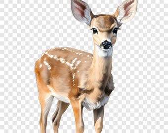 8 PNG Baby Deer Clipart, Cute Fawn Images, Forest Animal Illustration, Watercolor Clip Art, Instant Download, Commercial Use, Paper Craft