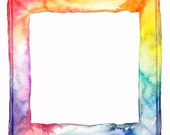 Watercolor Frame Clipart, Colorful Border Images, 10 Watercolor Clip Art, Printable JPGs, Instant Download, Commercial Use, Paper craft