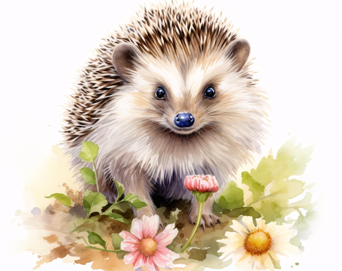 Hedgehog Clipart, Cute Forest Animal Images, 10 Watercolor Clip Art, Printable JPGs, Instant Download, Commercial Use, Paper craft