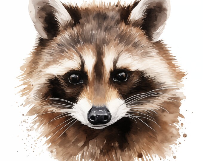 Raccoon Clipart, Forest Raccoon Images, 10 Watercolor Clip Art, Printable JPGs, Instant Download, Commercial Use, Paper craft