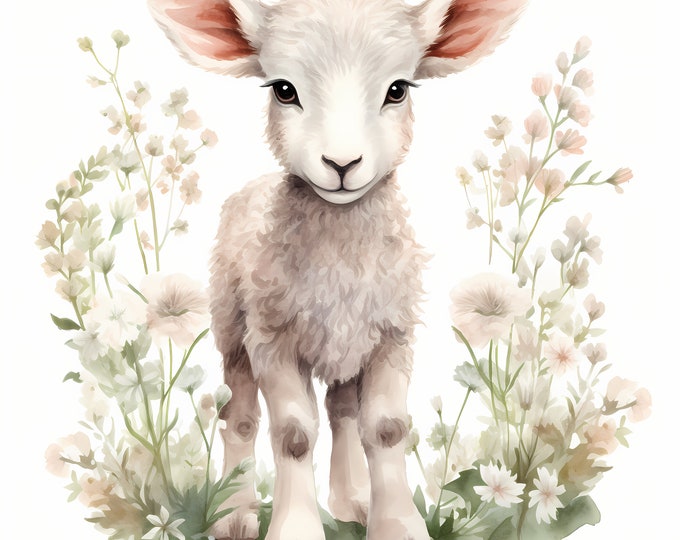 Easter Lamb Clipart, Cute Lamb Images, 10 Watercolor Clip Art, Printable JPGs, Instant Download, Commercial Use, Paper craft