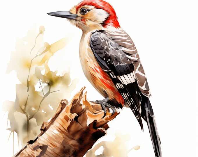 Woodpecker Clipart, Woodpecker Images, 10 Watercolor Clip Art, Printable JPGs, Instant Download, Commercial Use, Paper craft