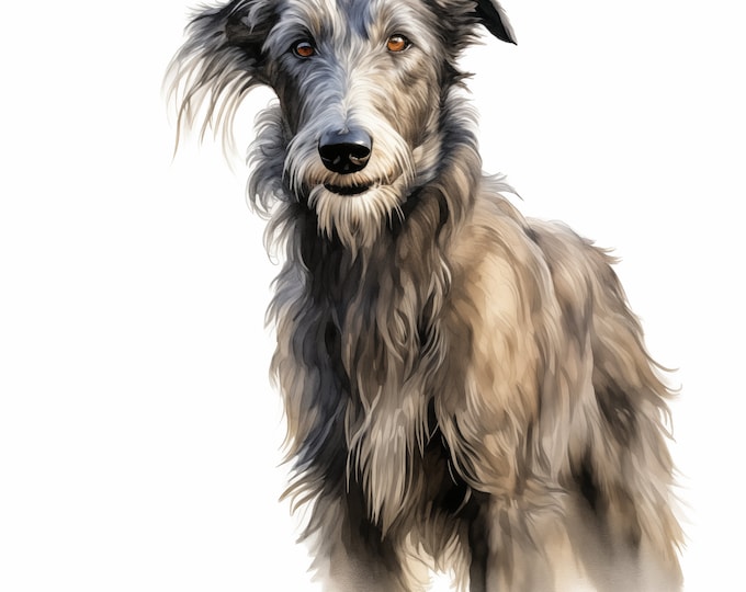 Scottish Deerhound Clipart, Scottish Dog Images, 10 Watercolor Clip Art, Printable JPGs, Instant Download, Commercial Use, Paper craft