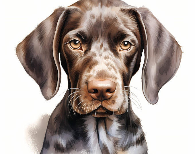 10 German Shorthaired Pointer, Puppy Dog, Pointer Dog JPG, Watercolor Clipart, Printable Image, Instant Download, Wall Art, Commercial Use