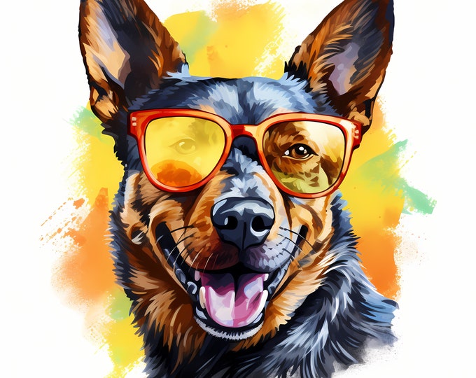 Australian Cattle Dog Clipart, Cool Dog Images, 10 Watercolor Clip Art, Printable JPGs, Instant Download, Commercial Use, Paper craft