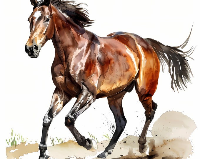 Horse Clipart, Stallion Images, 10 Watercolor Clip Art, Printable JPGs, Instant Download, Commercial Use, Paper craft