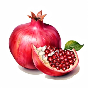 Granatapfel Clipart, 10 Aquarell Clip Art, druckbare JPGs, sofortiger Download, kommerzielle Nutzung, Papier Handwerk