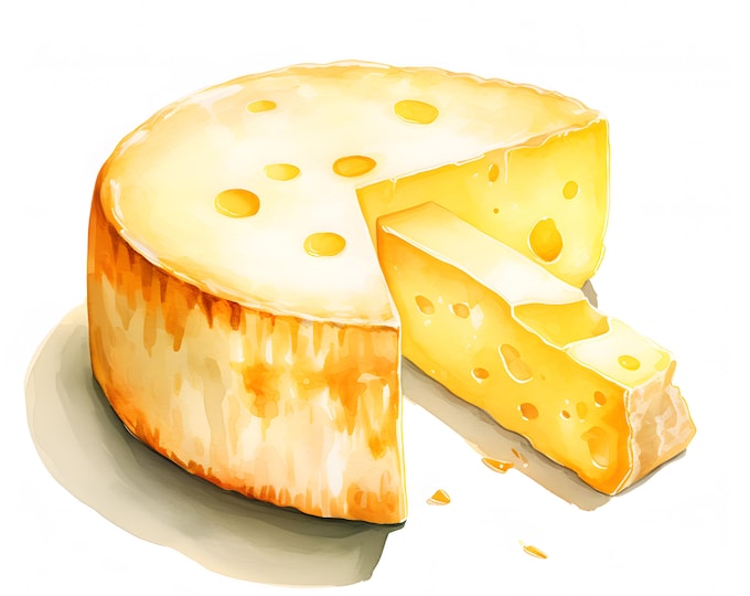 Cheese Clipart, Tasty Cheese Images, 10 Watercolor Clip Art, Printable JPGs, Instant Download, Commercial Use, Paper craft