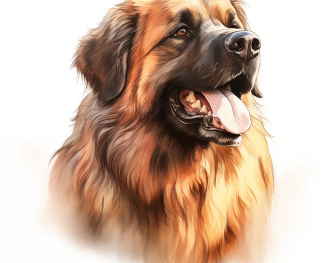 Leonberger Clipart, Leonberger Dog Images, 10 Watercolor Clip Art, Printable JPGs, Instant Download, Commercial Use, Paper craft