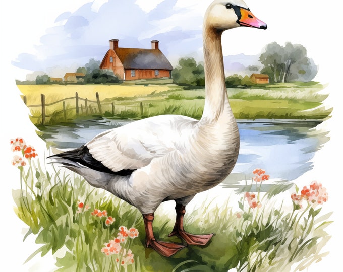 Goose Clipart, Geese Images, 14 Watercolor Clip Art, Printable JPGs, Instant Download, Commercial Use, Paper craft