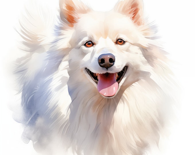 Japanese Spitz Clipart, Japanese Dog Images, 10 Watercolor Clip Art, Printable JPGs, Instant Download, Commercial Use, Paper craft