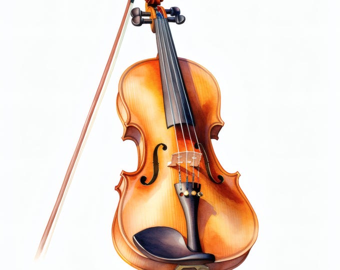 Violin Clipart, Classical Music Instrument Images, 10 Watercolor Clip Art, Printable JPGs, Instant Download, Commercial Use, Paper craft