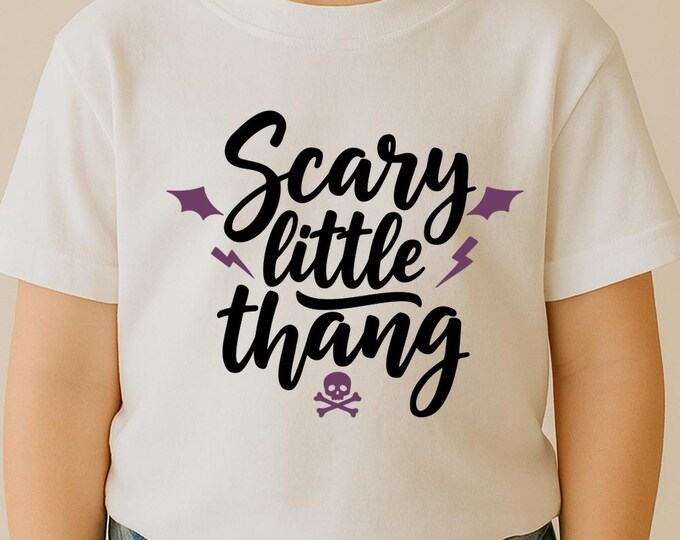 Scary Little Thang SVG, Funny Halloween Quote T-Shirt Print, Cute Spooky DXF PNG Cut File for Cricut and Silhouette