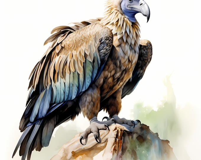 Vulture Clipart, Vulture Birds Images, 10 Watercolor Clip Art, Printable JPGs, Instant Download, Commercial Use, Paper craft