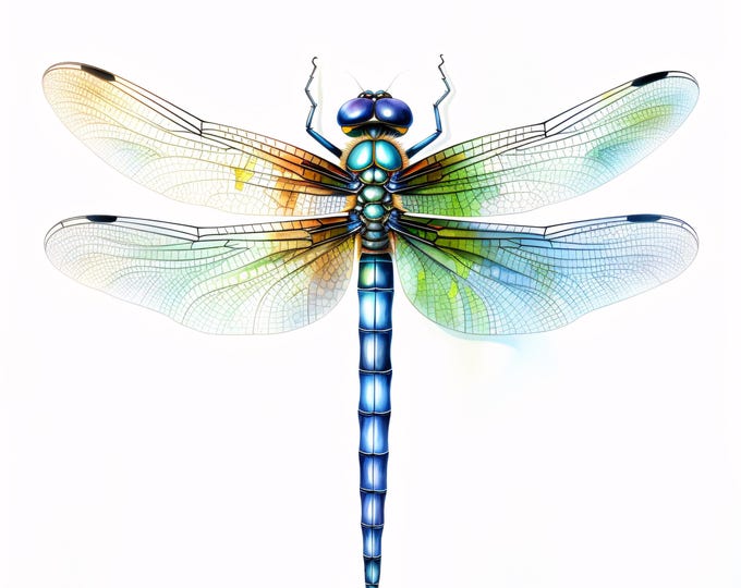 Dragonfly Clipart, Colorful Insect Images, 10 Watercolor Clip Art, Printable JPGs, Instant Download, Commercial Use, Paper craft