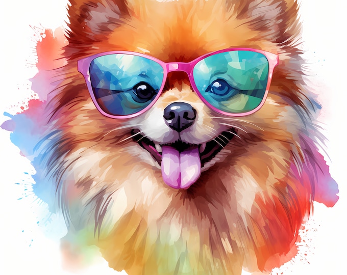 Pomeranian Clipart, Cool Dog Images, 10 Watercolor Clip Art, Printable JPGs, Instant Download, Commercial Use, Paper craft