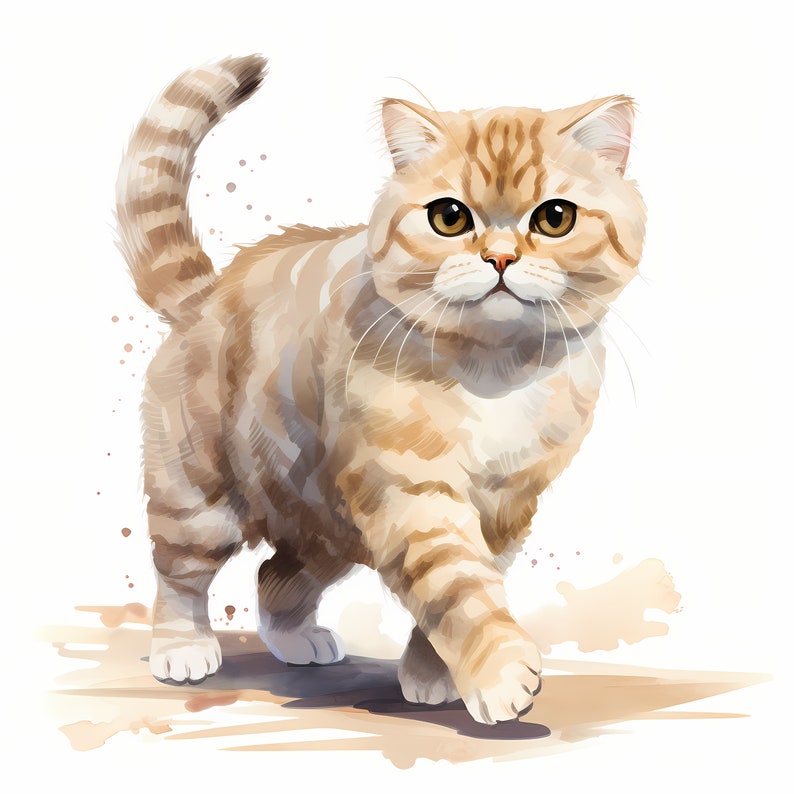 Scottish Cat Clipart, Scottish Fold Cat Images, 10 Watercolor Clip Art