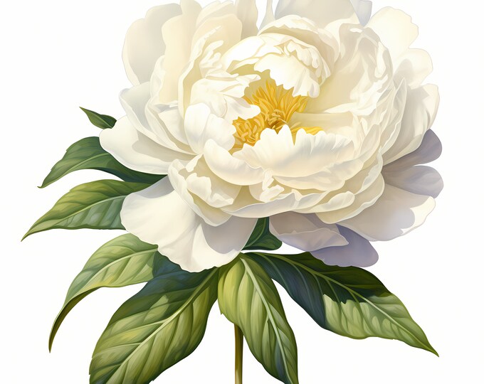 White Peony Clipart, White Peonies Images, 10 Watercolor Clip Art, Printable JPGs, Instant Download, Commercial Use, Paper craft
