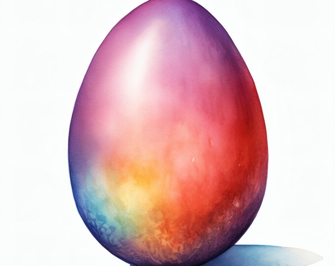 Rainbow Easter Egg Clipart, Spring Holiday Images, 10 Watercolor Clip Art, Printable JPGs, Instant Download, Commercial Use, Paper craft