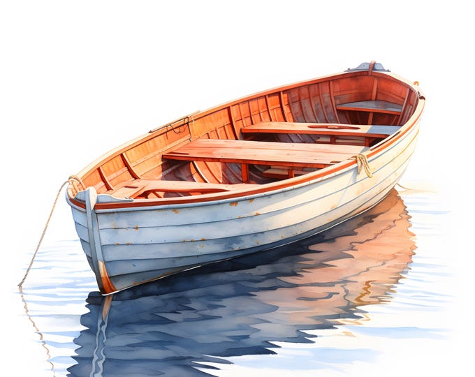 Boat Clipart, Lake Boats Images, 10 Watercolor Clip Art, Printable JPGs, Instant Download, Commercial Use, Paper craft