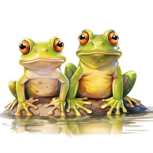 Frogs Clipart, Reptile Images, 10 Watercolor Clip Art, Printable JPGs, Instant Download, Commercial Use, Paper craft