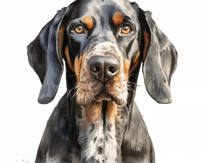 Bluetick Coonhound Clipart, Coonhound Dog Images, 10 Watercolor Clip Art, Printable JPGs, Instant Download, Commercial Use, Paper craft