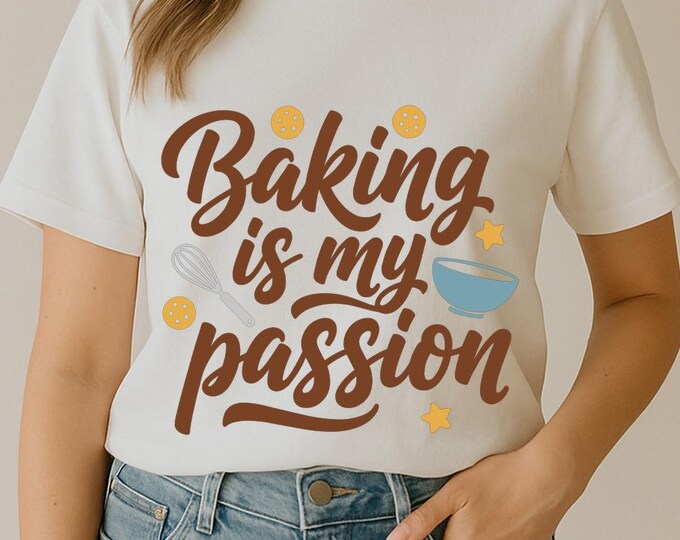 Baking is My Passion SVG, Cute Baking Quote T-Shirt Print, Kitchen DXF PNG Design for Cricut Silhouette
