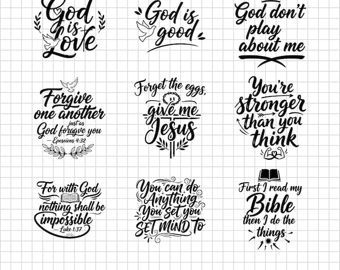 Mega Christian SVG Bundle Vol.9 | Christian Bible Verse Quotes | Religious Scripture Faith Inspirational Jesus Cut Files Cricut EPS
