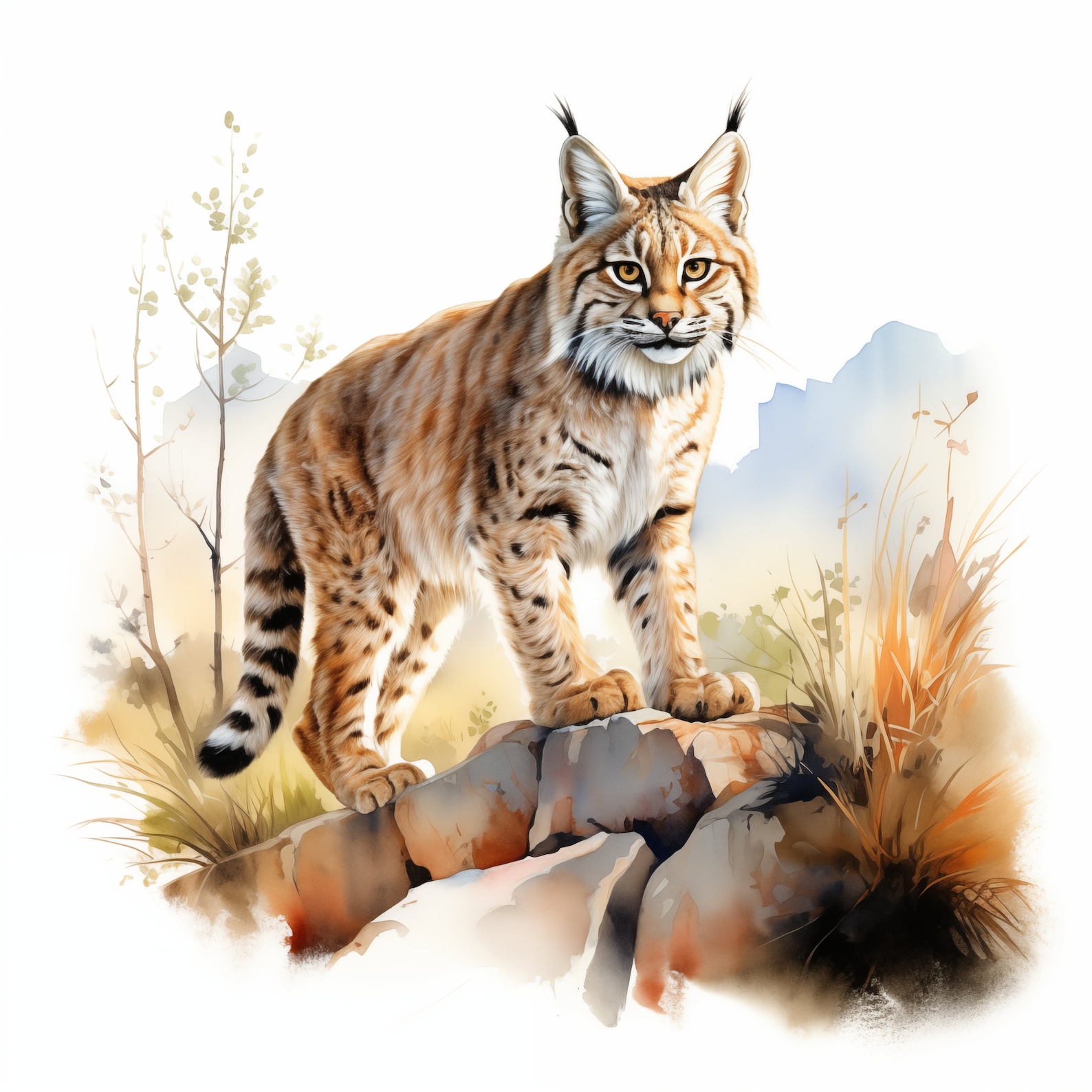 10 Bobcat, Bobcat in Nature JPG, Watercolor Clipart, High Quality Jpgs ...