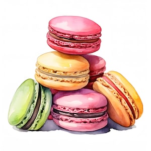 Clipart aquarel bitterkoekjes: Franse koekjesafbeeldingen (digitale download)