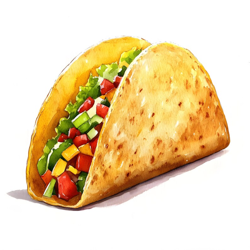 Watercolor Tacos Clipart: Mexican Food Art (jpgs, Commercial Use) - Etsy