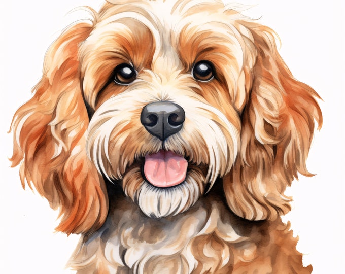 Cockapoo Clipart, Cockerpoo Images, 10 Watercolor Clip Art, Printable JPGs, Instant Download, Commercial Use, Paper craft