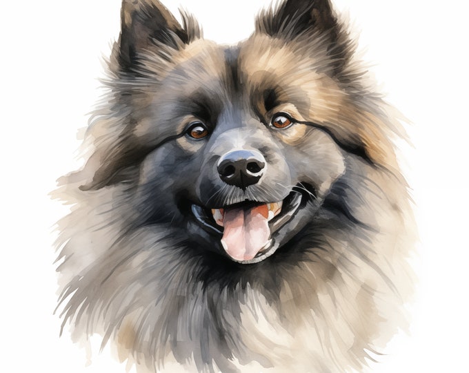 Keeshond Clipart, Keeshond Dog Images, 10 Watercolor Clip Art, Printable JPGs, Instant Download, Commercial Use, Paper craft