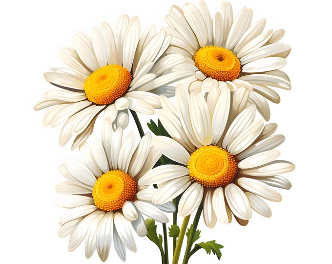 Daisy Clipart, Daisies Bouquet Images, 10 Watercolor Clip Art, Printable JPGs, Instant Download, Commercial Use, Paper craft
