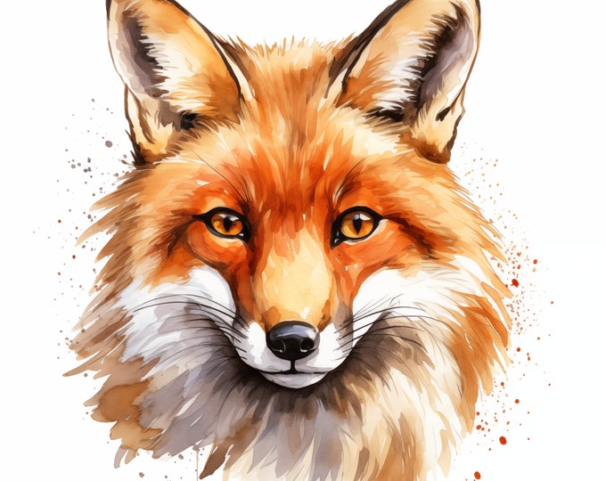 Red Fox Clipart, Forest Fox Images, 12 Watercolor Clip Art, Printable JPGs, Instant Download, Commercial Use, Paper craft