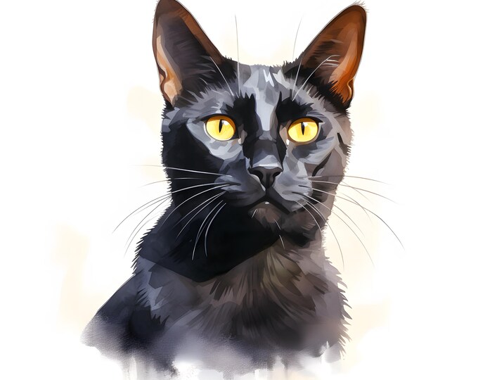 Mystical Kitten Clipart, Bombay Cat Images, 10 Watercolor Clip Art, Printable JPGs, Instant Download, Commercial Use, Paper craft