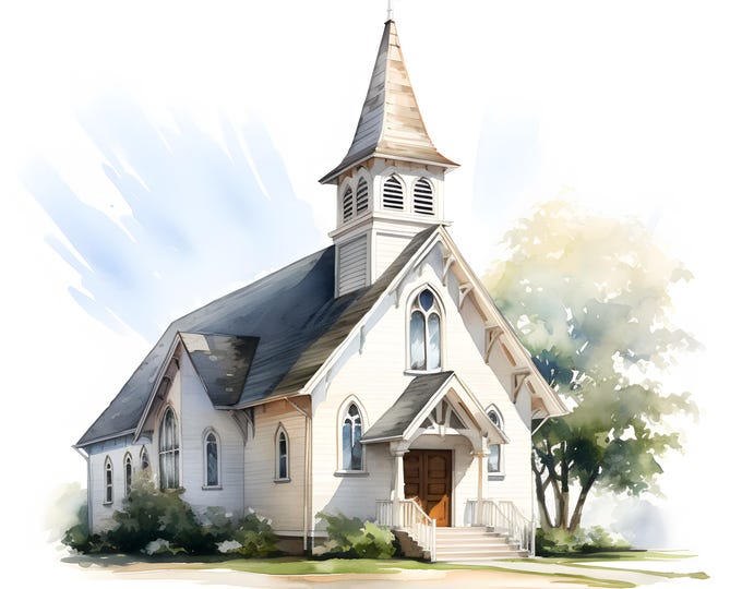 Church Clipart, Chapel Images, 10 Watercolor Clip Art, Printable JPGs, Instant Download, Commercial Use, Paper craft