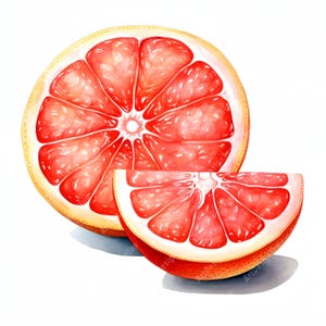 Imágenes de pomelo fresco, imágenes de pomelo crudo, 10 imágenes de acuarela, archivos JPG imprimibles, descarga instantánea, uso comercial, manualidades de papel