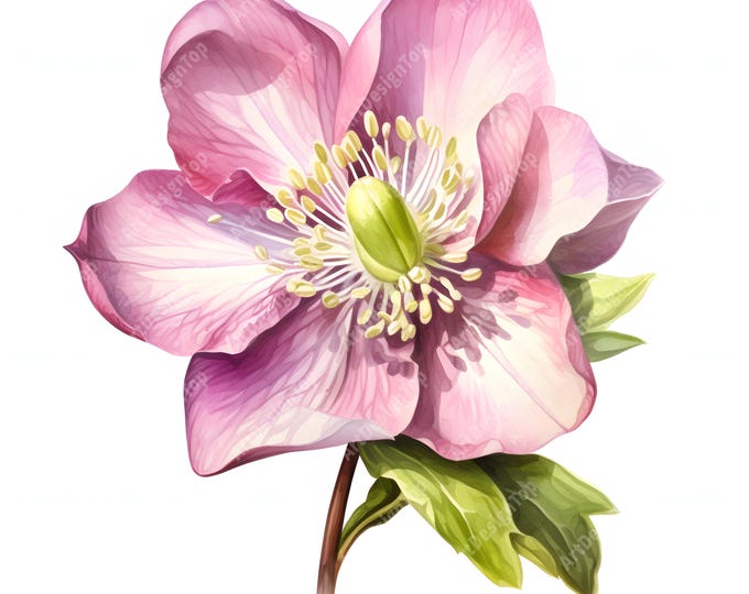 Hellebore Clipart, Spring Flowers Images, 10 Watercolor Clip Art, Printable JPGs, Instant Download, Commercial Use, Paper craft