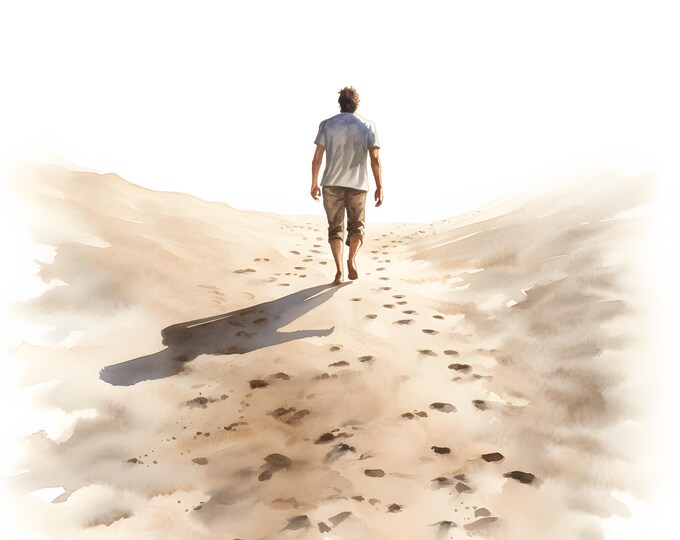 Man In Sand Clipart, Walking In Sand Images, 10 Watercolor Clip Art, Printable JPGs, Instant Download, Commercial Use, Paper craft