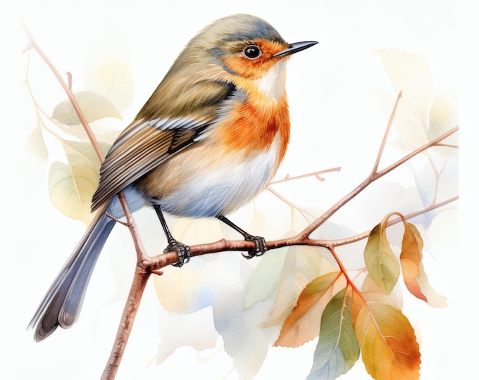 Autumn Bird Clipart, Woodland Bird Images, 10 Watercolor Clip Art, Printable JPGs, Instant Download, Commercial Use