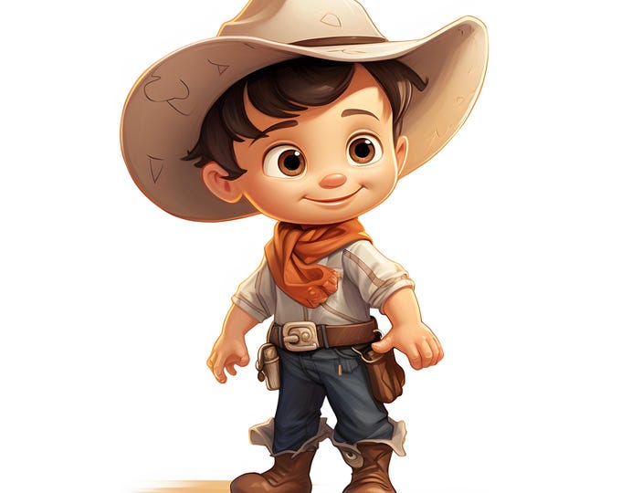 Boy Cowboy Clipart, Cute Cowboy Images, 10 Watercolor Clip Art, Printable JPGs, Instant Download, Commercial Use, Paper craft