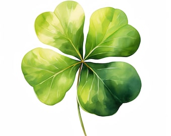 Lucky Clover Clipart, St. Patrick's Day Images, 10 Watercolor Clip Art, Printable JPGs, Instant Download, Commercial Use, Paper craft