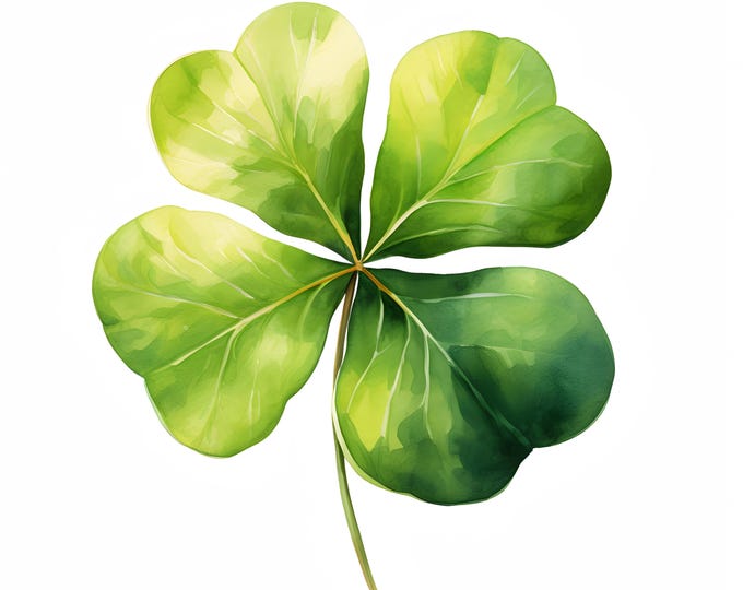 Lucky Clover Clipart, St. Patrick's Day Images, 10 Watercolor Clip Art, Printable JPGs, Instant Download, Commercial Use, Paper craft