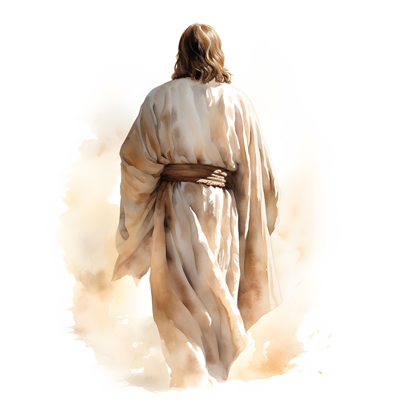 Watercolor Jesus Christ Clipart: Back View JPG Images (commercial Use ...