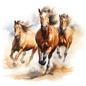 Pferde Clipart, Wilde Pferde Bilder, 10 Aquarell Clip Art, druckbare JPGs, Sofort Download, kommerzielle Nutzung, Papiermodell